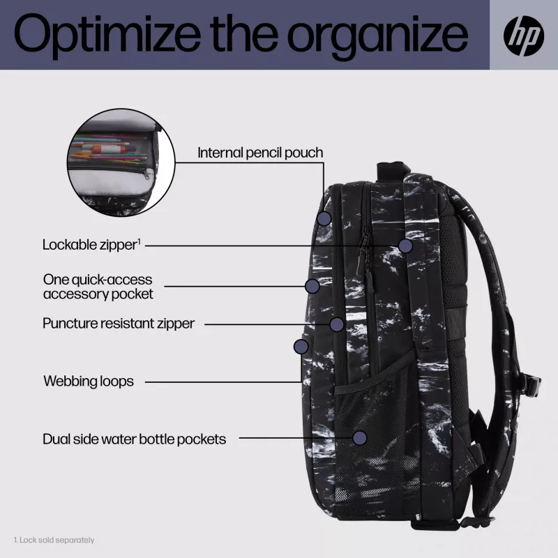Kuprinė HP Campus XL Marble Stone Backpack Black Grey