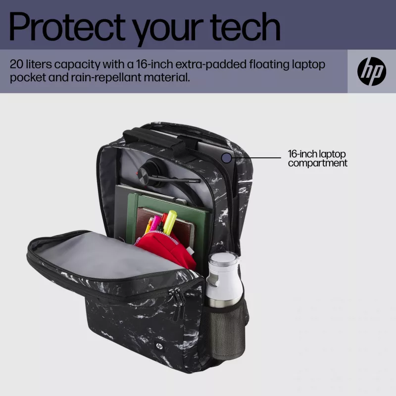 Kuprinė HP Campus XL Marble Stone Backpack Black Grey