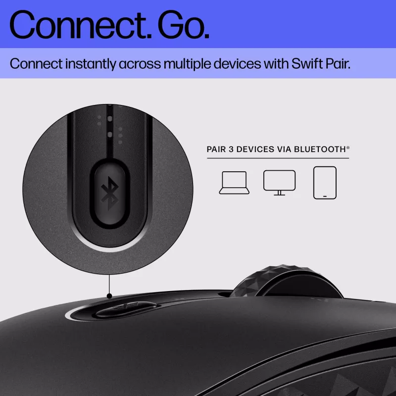 HP 695 belaidė pelė su įkrovimu, ambidekstrinė, Bluetooth, 4000 DPI, juoda
