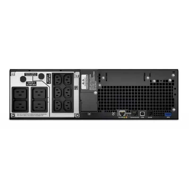 APC Smart-UPS On-Line SRT5KRMXLI-6W, 5kVA, 3U, 230V, 6x C13 + 4x C19, tinklo kortelė, prailgintas veikimo laikas, bėgių komplektas, 6 metų garantija