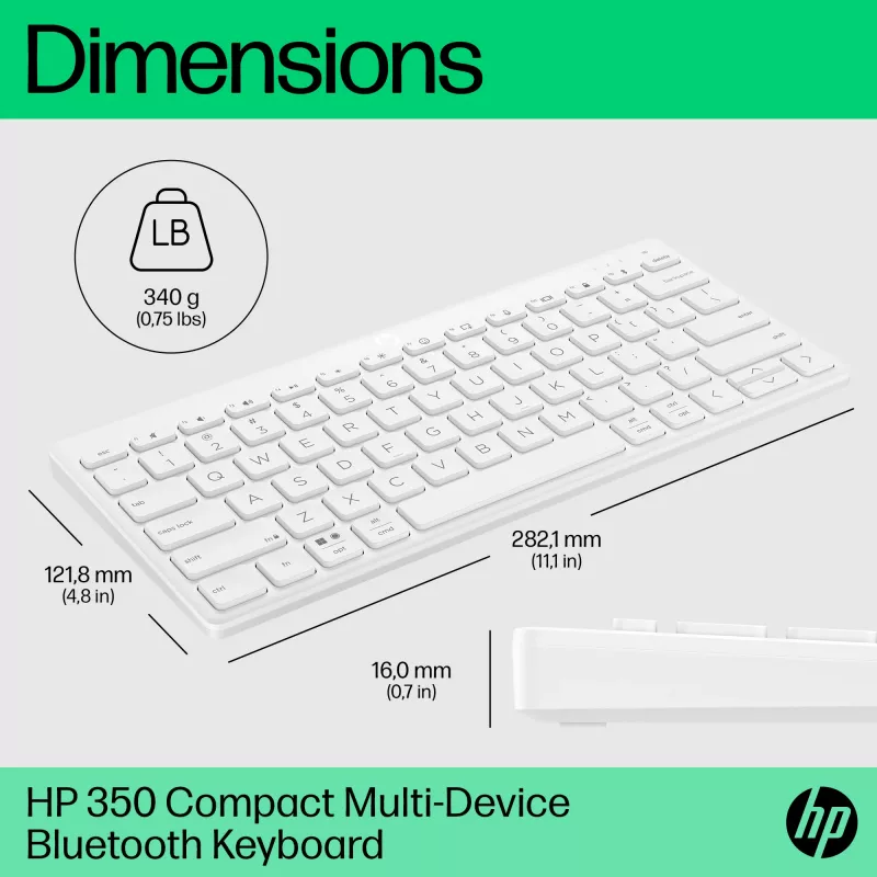 HP 350 kompaktiška belaidė klaviatūra keliems įrenginiams