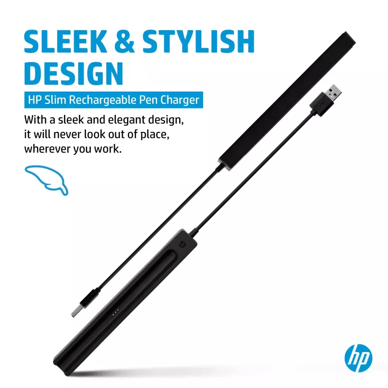HP Slim Rechargeable Pen Charger, USB, 0,15 m, juoda