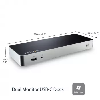 StarTech.com Dviejų monitorių USB-C dokas su 60W įkrovimu, USB 3.1 Gen 1, HDMI / DVI, suderinamas su Thunderbolt 3