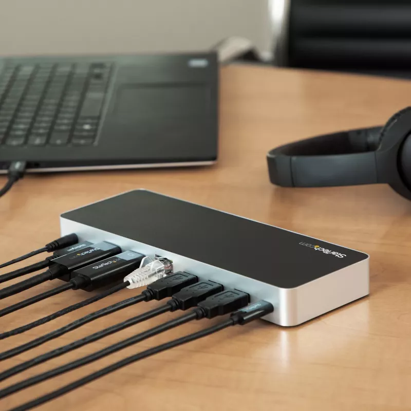 StarTech.com Dviejų monitorių USB-C dokas su 60W įkrovimu, USB 3.1 Gen 1, HDMI / DVI, suderinamas su Thunderbolt 3