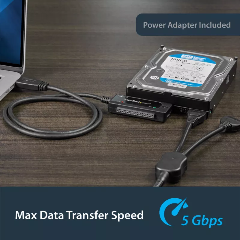 StarTech.com SATA į USB laidas - USB 3.1 (10Gbps) - UASP, juodas, veiklos ir maitinimo indikatoriai, CE, FCC, ASMedia ASM1351, 12 V, 0-60 °C