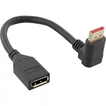 InLine DisplayPort 1.4 adapterio kabelis M/F, 8K4K, kampu į viršų, juodas/auksinis
