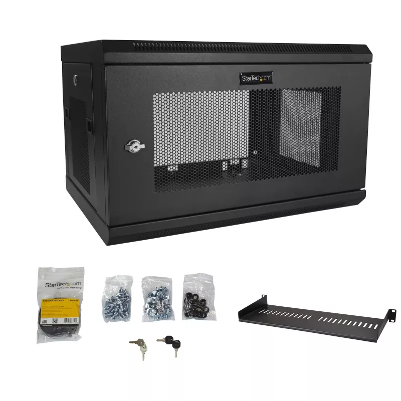 StarTech.com 6U sieninis tinklo spintos stovas su 1U lentyna, 19 colių serverio stovas