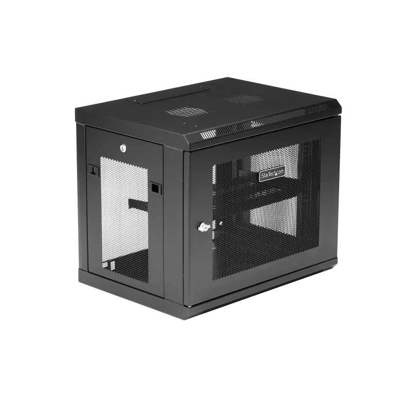 StarTech.com 9U sieninis tinklo spintos stovas su 1U lentyna, 19 colių serverio stovas sienai, ventiliuojamas korpusas