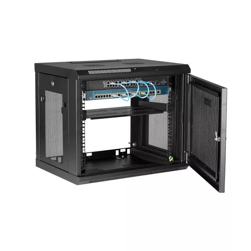 StarTech.com 9U sieninis tinklo spintos stovas su 1U lentyna, 19 colių serverio stovas sienai, ventiliuojamas korpusas