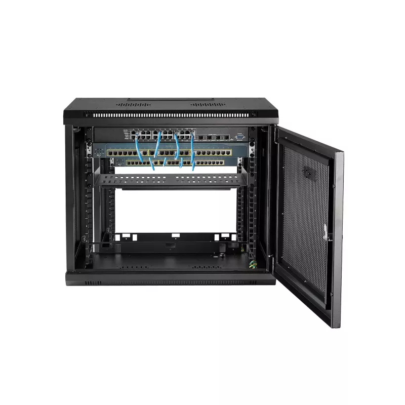 StarTech.com 9U sieninis tinklo spintos stovas su 1U lentyna, 19 colių serverio stovas sienai, ventiliuojamas korpusas