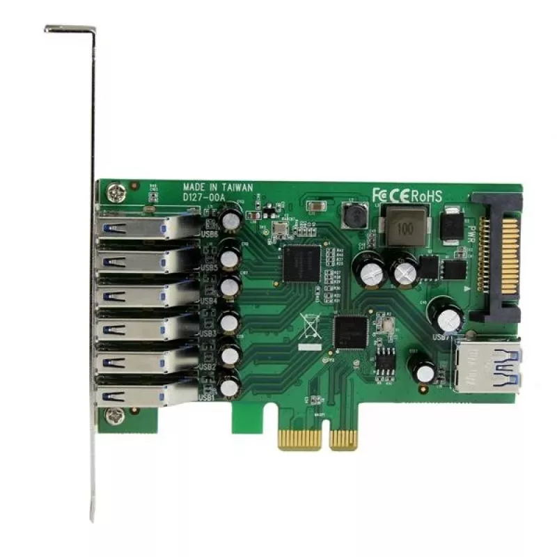 „StarTech.com“ 7 prievadų PCI Express USB 3.0 kortelė – standartinis ir žemo profilio dizainas