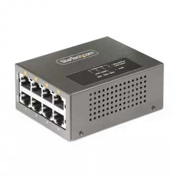 StarTech.com 4 prievadų kelių gigabitų PoE++ įpurškiklis, 5/2.5/1G Ethernet (NBASE-T), PoE/PoE+/PoE++ (802.3af/802.3at/802.3bt), 160 W galios biudžetas, montuojamas ant sienos/DIN bėgio, nevaldomas
