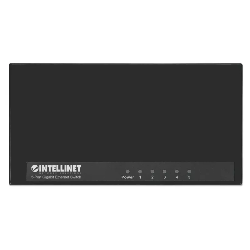 Intellinet 5 prievadų Gigabit Ethernet jungiklis staliniui kompiuteriui, plastikinis, IEEE 802.3az (energiją taupantis Ethernet), juodas