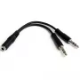 StarTech.com 3,5 mm 4 kontaktų ausinių skirstytuvas į 2x 3 kontaktų 3,5 mm lizdą – F/M
