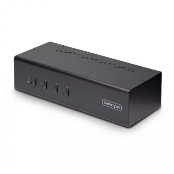 StarTech.com 4 prievadų dviejų monitorių DisplayPort KVM jungiklis, 4K 60Hz, 2x USB 5Gbps šakotuvai, 2x USB 2.0 HID prievadai, perjungimas klavišais ir mygtukais, TAA atitiktis - 3.5mm garsas, HDCP