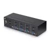 StarTech.com 4 prievadų dviejų monitorių DisplayPort KVM jungiklis, 4K 60Hz, 2x USB 5Gbps šakotuvai, 2x USB 2.0 HID prievadai, perjungimas klavišais ir mygtukais, TAA atitiktis - 3.5mm garsas, HDCP