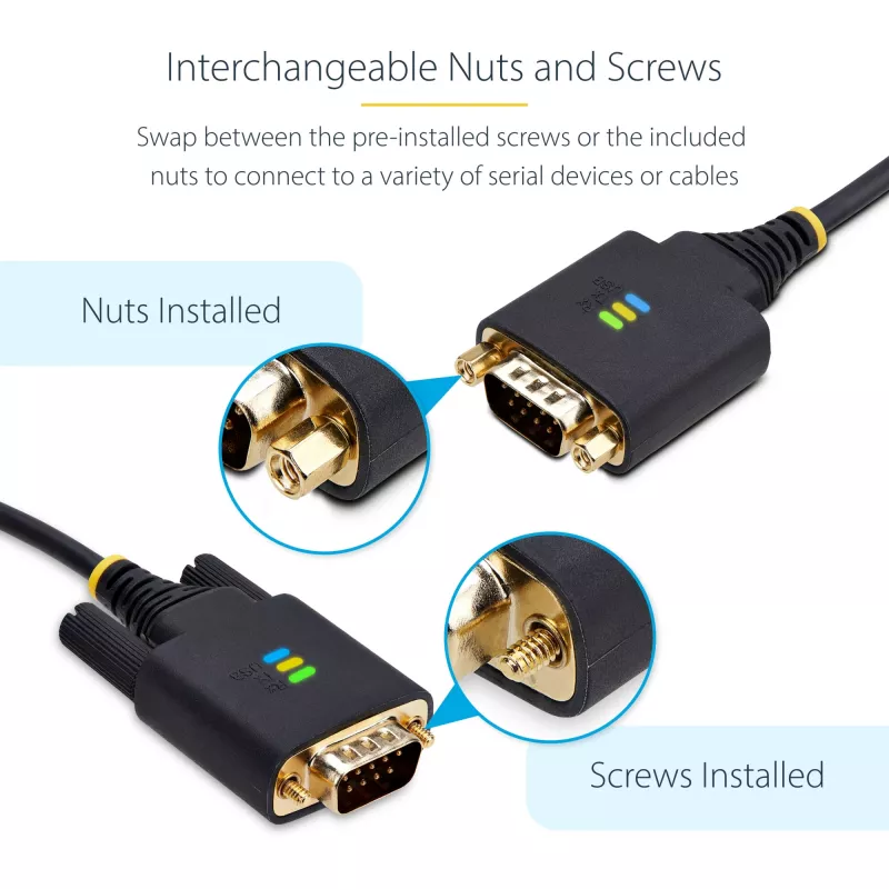 StarTech.com USB į RS232 adapterio laidas, 1 m, USB-A į DB9, FTDI IC, COM išlaikymas, ESD apsauga