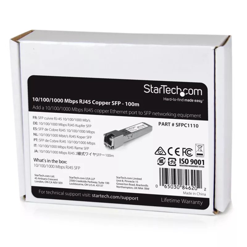 StarTech.com Cisco SFP-GE-T suderinamas SFP siųstuvas-imtuvas – 10/100/1000BASE-TX, varinis, RJ45, 100 m