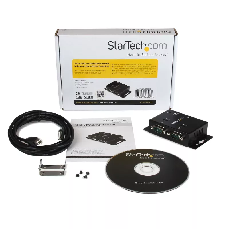 StarTech.com ICUSB2322I pramoninis USB į 2 RS232 prievadų adapteris su DIN bėgelio laikikliais