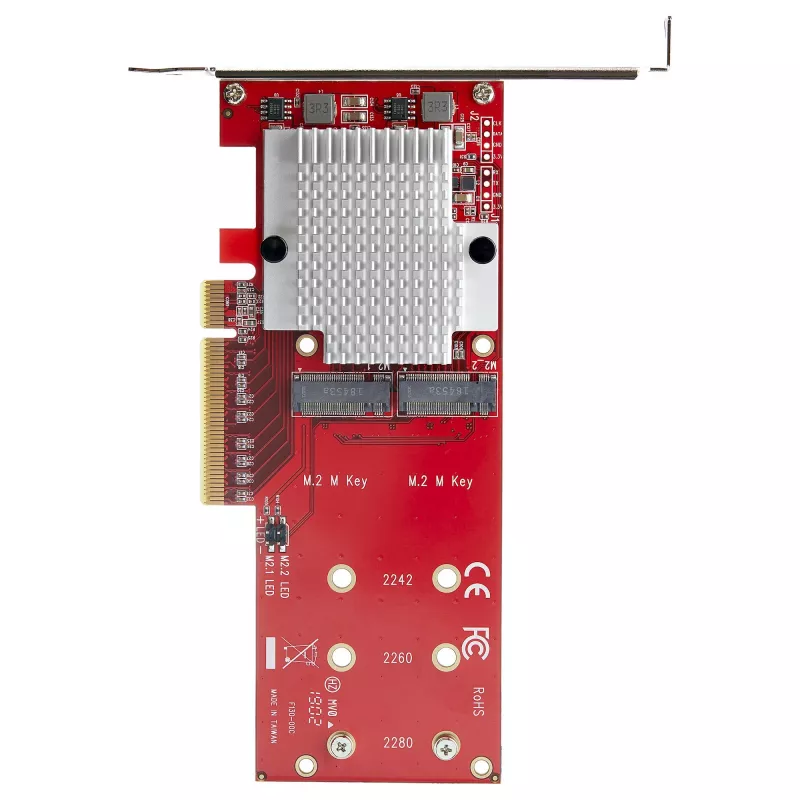 StarTech.com PEX8M2E2 Dvigubas M.2 PCIe SSD adapterio kortelė - x8 / x16 Dvigubas NVMe arba AHCI M.2 SSD į PCI Express 3.0 - M.2 NGFF PCIe (M-Key) suderinama - Palaiko 2242, 2260, 2280 - JBOD - Mac ir PC