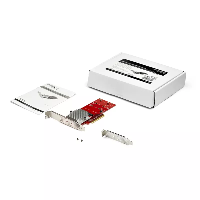 StarTech.com PEX8M2E2 Dvigubas M.2 PCIe SSD adapterio kortelė - x8 / x16 Dvigubas NVMe arba AHCI M.2 SSD į PCI Express 3.0 - M.2 NGFF PCIe (M-Key) suderinama - Palaiko 2242, 2260, 2280 - JBOD - Mac ir PC