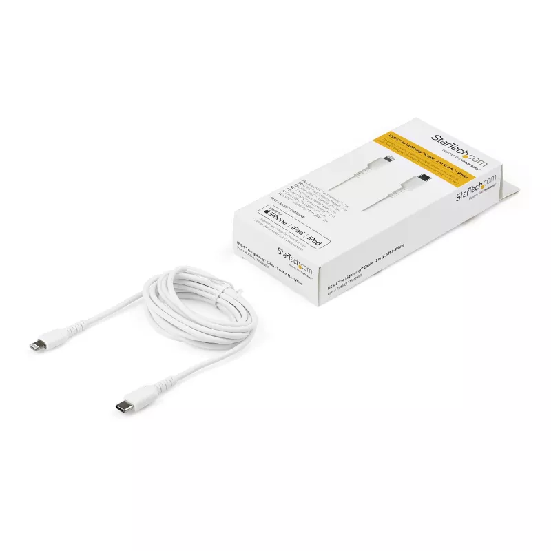 StarTech.com 2 m USB-C į Lightning laidas – tvirtas aramido pluošto laidas, MFi sertifikuotas, baltas