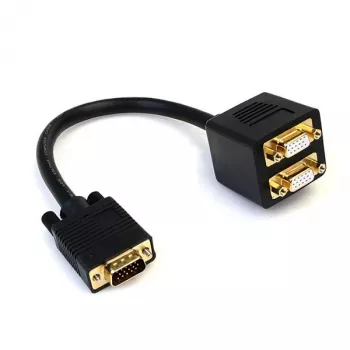 StarTech.com VGASPL1VV VGA į 2x VGA skirstymo kabelis, HD-15 kištukas/lizdas, 0,3 m, auksuotos jungtys, juodos spalvos