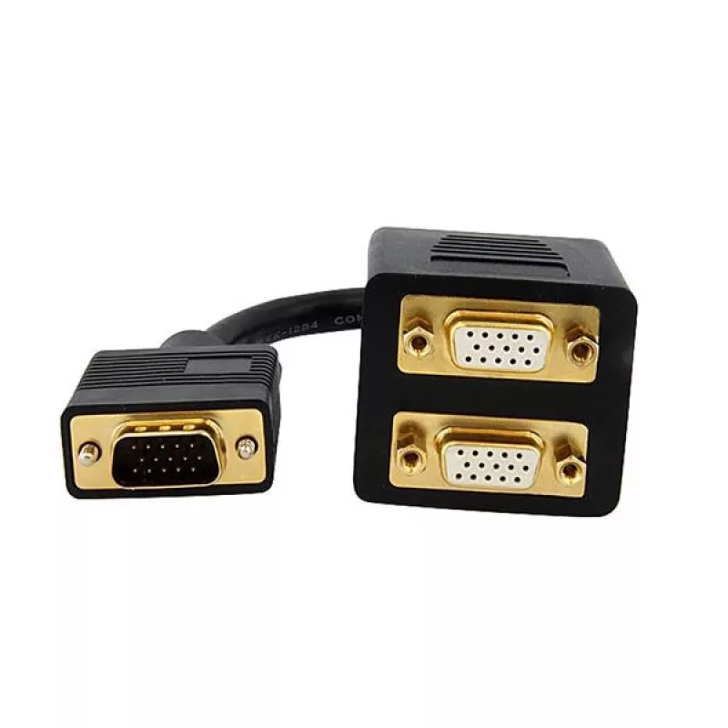 StarTech.com VGASPL1VV VGA į 2x VGA skirstymo kabelis, HD-15 kištukas/lizdas, 0,3 m, auksuotos jungtys, juodos spalvos