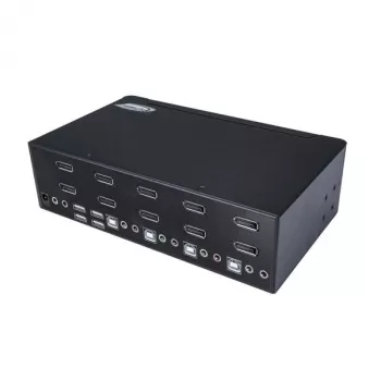 StarTech.com 4 prievadų dvigubo DisplayPort KVM jungiklis – 4K 60Hz, 3840 x 2160 pikselių, 4K Ultra HD, montavimui į stelažą, 18 W, 2U, juodas