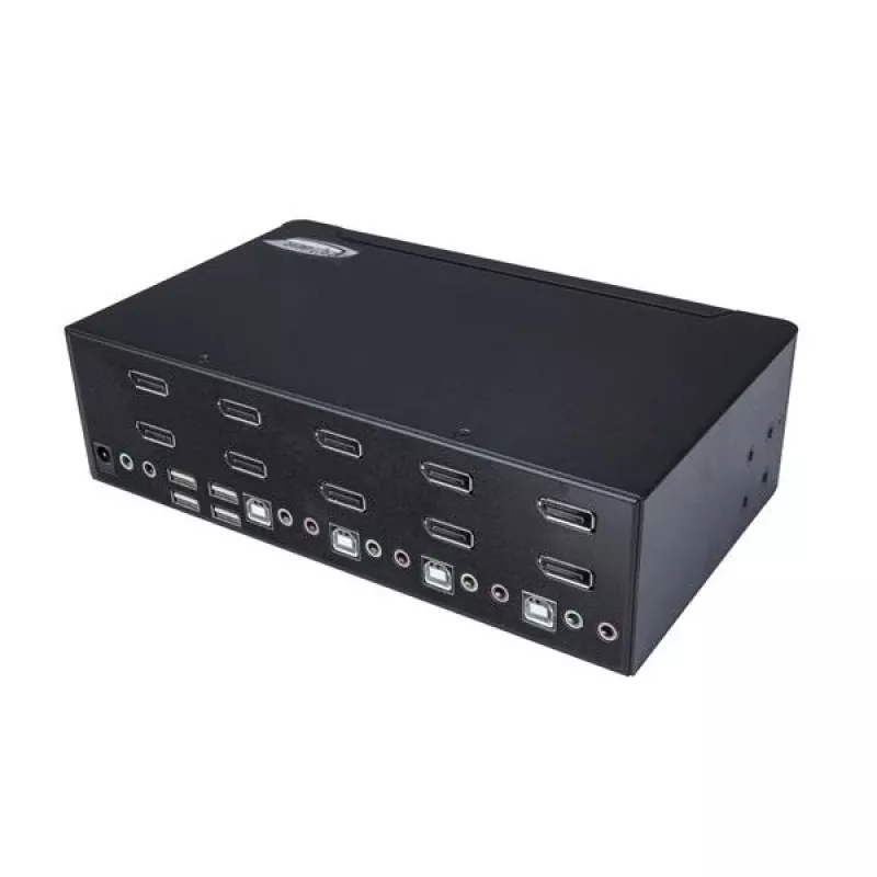 StarTech.com 4 prievadų dvigubo DisplayPort KVM jungiklis – 4K 60Hz, 3840 x 2160 pikselių, 4K Ultra HD, montavimui į stelažą, 18 W, 2U, juodas