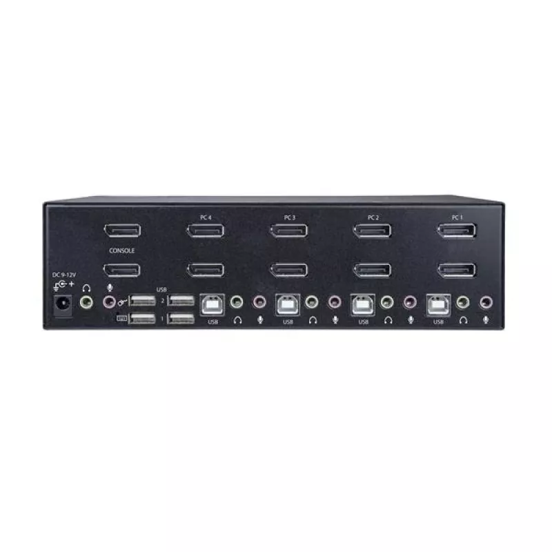 StarTech.com 4 prievadų dvigubo DisplayPort KVM jungiklis – 4K 60Hz, 3840 x 2160 pikselių, 4K Ultra HD, montavimui į stelažą, 18 W, 2U, juodas