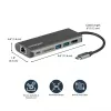 StarTech.com USB-C kelių prievadų adapteris – USB-C kelioninis dokas iki 4K HDMI, 3x USB 3.0 šakotuvas, SD/SDHC, GbE, 60W PD 3.0 pralaidumas – USB Type-C / Thunderbolt 3