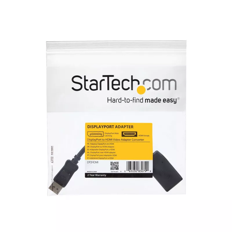 StarTech.com DP2HDMI DisplayPort į HDMI vaizdo keitiklis/adapteris, pasyvus, iki 1920x1200, DP kištukas, HDMI lizdas, 24 cm