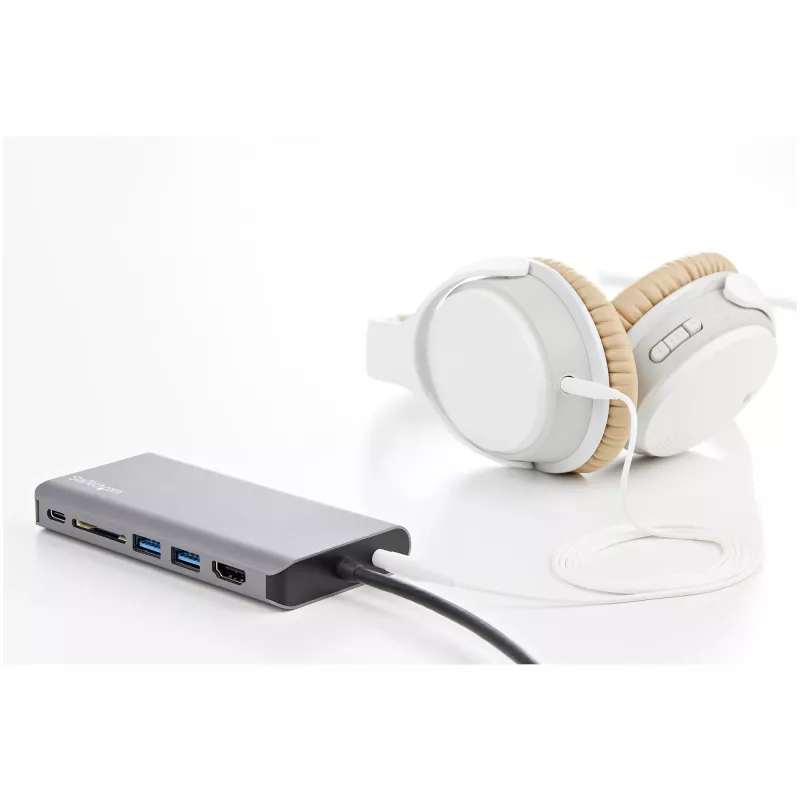 StarTech.com USB-C kelių prievadų adapteris – USB-C mini kelioninis dokas su 4K HDMI arba 1080p VGA, 3x USB 3.0 šakotuvas, SD, GbE, garsas, 100W PD perdavimas – nešiojama dokų stotelė nešiojamam kompiuteriui / planšetei