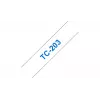Brother TC203 lipni juosta etikečių spausdinimui 12mm mėlyna ant baltos