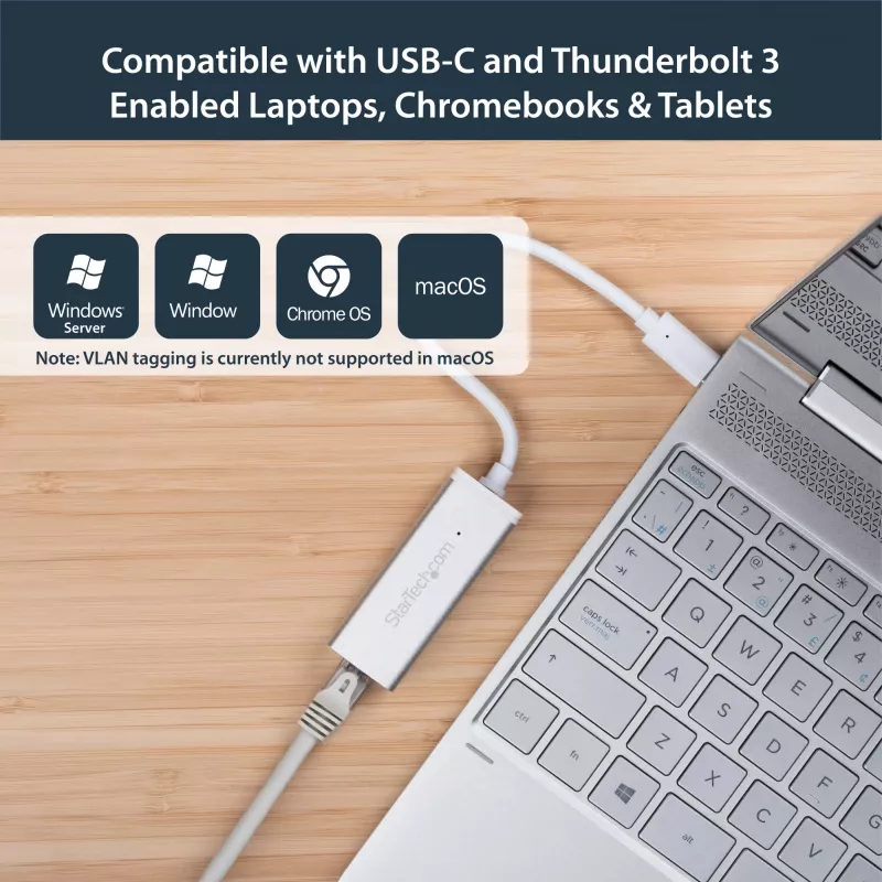 StarTech.com USB-C į Gigabit tinklo adapteris – sidabrinis, laidinis, USB, Ethernet, 5000 Mbit/s