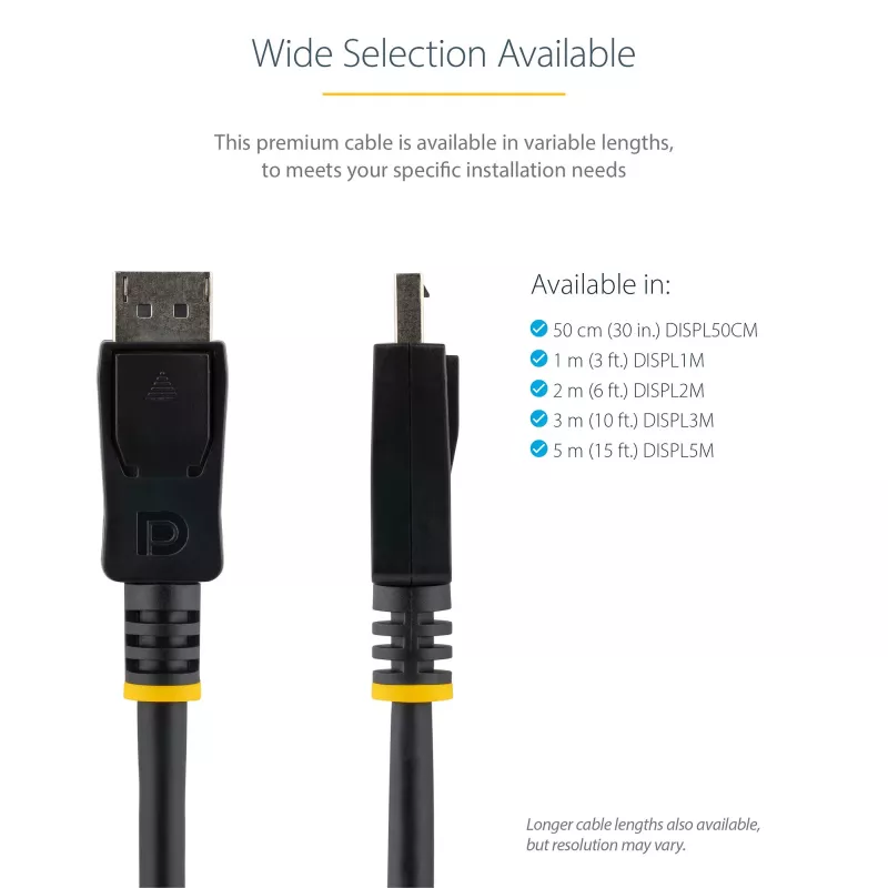 StarTech.com 3 m DisplayPort 1.2 laidas - 4K x 2K Ultra HD VESA sertifikuotas DP laidas monitoriui su fiksavimo jungtimis