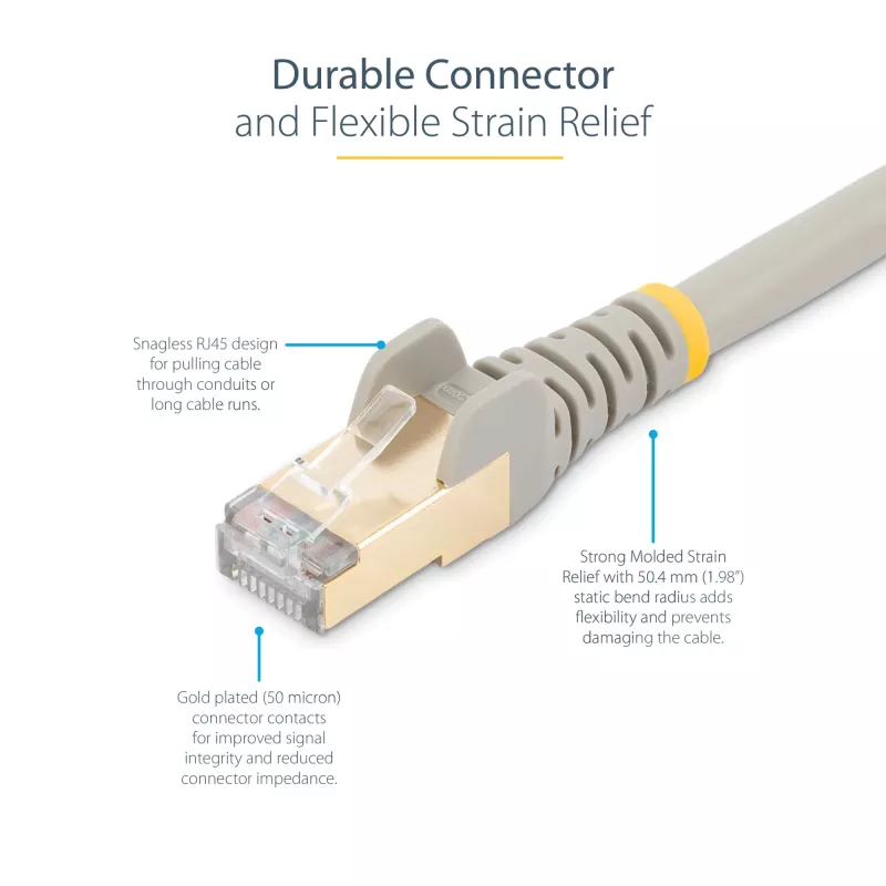 StarTech.com 10 m CAT6a Ethernet kabelis - 10 gigabitų ekranuotas nesikabinantis RJ45 100W PoE laidų rinkinys - 10GbE STP tinklo kabelis su įtempimo mažinimu - pilkas, individualiai išbandytas / laidai UL sertifikuoti / TIA