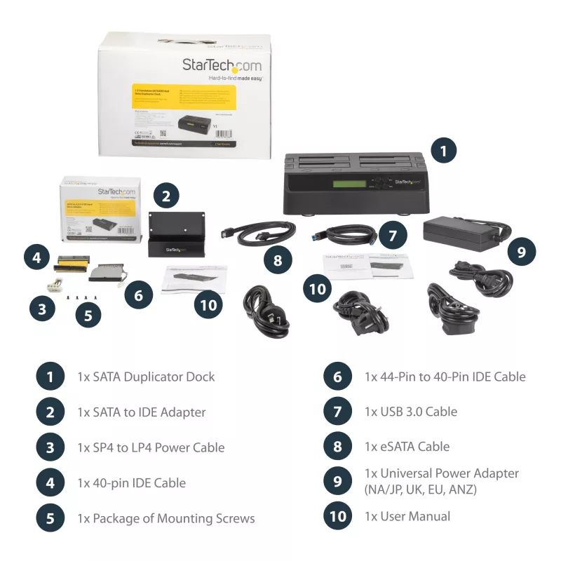 StarTech.com 4 lizdų USB 3.0 eSATA į SATA nepriklausomas 1:3 HDD kietojo disko kopijavimo dokas