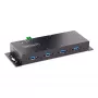 StarTech.com 4 prievadų pramoninis USB 3.0 5Gbps šakotuvas, tvirtas USB šakotuvas su ESD apsauga, montuojamas ant DIN bėgio/sienos/stalo, USB išplėtimo šakotuvas su fiksuojamaisiais prievadais, patvarus - TAA