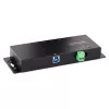 StarTech.com 4 prievadų pramoninis USB 3.0 5Gbps šakotuvas, tvirtas USB šakotuvas su ESD apsauga, montuojamas ant DIN bėgio/sienos/stalo, USB išplėtimo šakotuvas su fiksuojamaisiais prievadais, patvarus - TAA