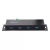 StarTech.com 4 prievadų pramoninis USB 3.0 5Gbps šakotuvas, tvirtas USB šakotuvas su ESD apsauga, montuojamas ant DIN bėgio/sienos/stalo, USB išplėtimo šakotuvas su fiksuojamaisiais prievadais, patvarus - TAA