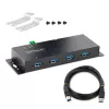 StarTech.com 4 prievadų pramoninis USB 3.0 5Gbps šakotuvas, tvirtas USB šakotuvas su ESD apsauga, montuojamas ant DIN bėgio/sienos/stalo, USB išplėtimo šakotuvas su fiksuojamaisiais prievadais, patvarus - TAA