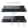 StarTech.com 4 prievadų pramoninis USB 3.0 5Gbps šakotuvas, tvirtas USB šakotuvas su ESD apsauga, montuojamas ant DIN bėgio/sienos/stalo, USB išplėtimo šakotuvas su fiksuojamaisiais prievadais, patvarus - TAA