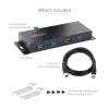 StarTech.com 4 prievadų pramoninis USB 3.0 5Gbps šakotuvas, tvirtas USB šakotuvas su ESD apsauga, montuojamas ant DIN bėgio/sienos/stalo, USB išplėtimo šakotuvas su fiksuojamaisiais prievadais, patvarus - TAA