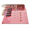 „StarTech.com“ keturių M.2 PCIe adapterio kortelė, PCIe x16 į keturis NVMe arba AHCI M.2 SSD, PCI Express 4.0, 7,8 GB/s vienam diskui, reikalinga bifurkacija, suderinama su „Windows“ / „Linux“
