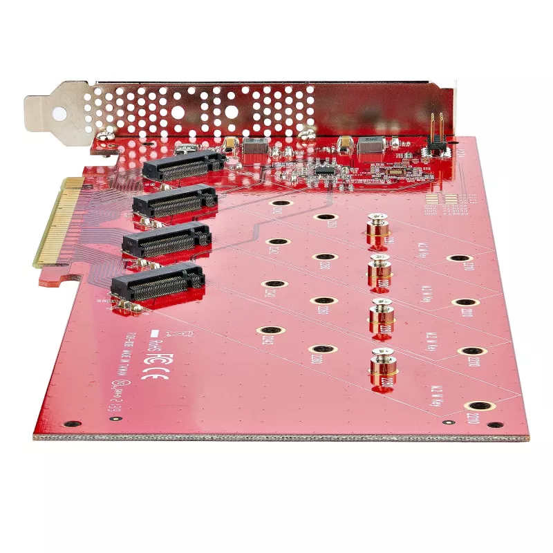 „StarTech.com“ keturių M.2 PCIe adapterio kortelė, PCIe x16 į keturis NVMe arba AHCI M.2 SSD, PCI Express 4.0, 7,8 GB/s vienam diskui, reikalinga bifurkacija, suderinama su „Windows“ / „Linux“