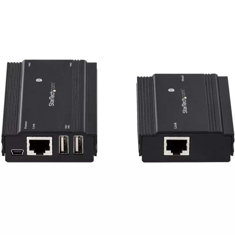 StarTech.com 4 prievadų USB 2.0 praplėtimo stotelė per vieną CAT5e/CAT6 Ethernet kabelį (RJ45) - 100 m - USB prailgintuvo adapterio rinkinys - metalinis korpusas - išorinis maitinimas - 480 Mbps