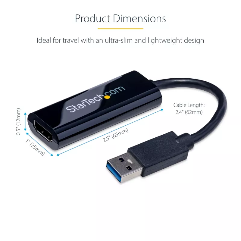 StarTech.com USB 3.0 į HDMI adapteris, USB į HDMI monitoriaus keitiklis, 1080p, skirtas Windows (nepalaiko macOS/ChromeOS/Linux) - TAA