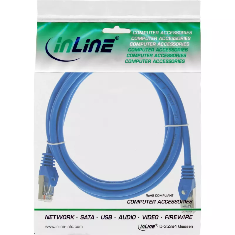 InLine Patch Laidas SF/UTP Cat.5e RJ-45 2m Mėlynas